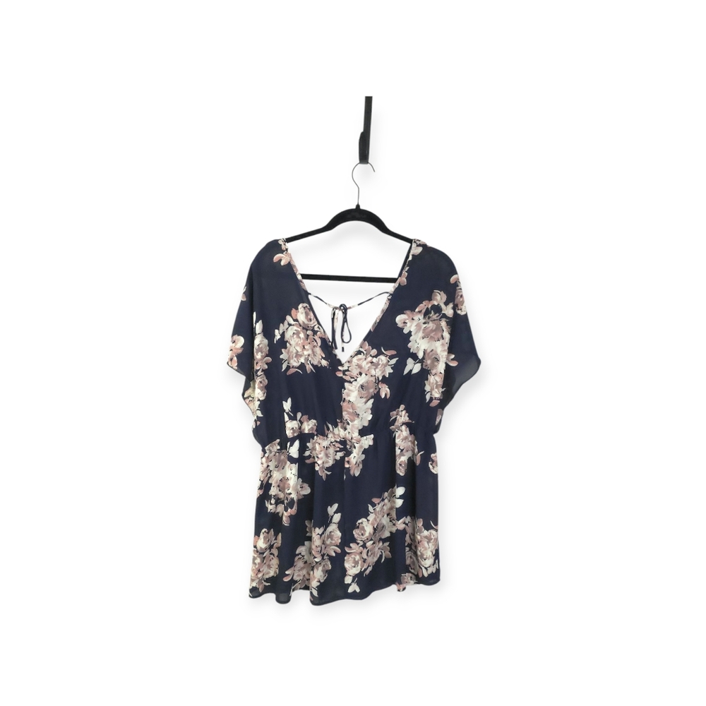 Torrid Navy V Neck V Back Blouse Size 2 - Picture 3 of 7